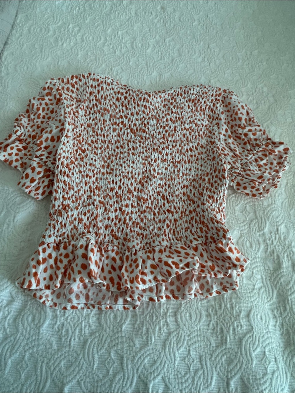 URBAN Romantics White Top with Rust Leopard Print